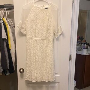 Adrianna Papell White Lace Midi Dress